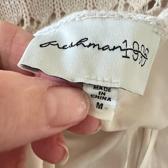 Freshman 1996 Dress M Boho Babydoll Y2K Fairy Cottagecore Crochet Maxi Sweater - Picture 12 of 14